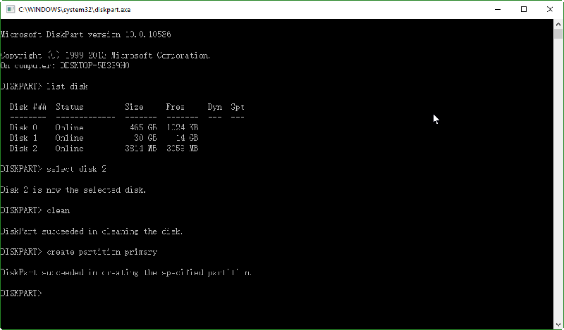 diskpart exe