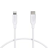 Amazon Basics USB-C to Lightning Cable Cord, MFi Certified Charger for Apple iPhone 14 13 12 11 X Xs Pro, Pro Max, Plus, iPad, White, 1-Ft