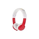 ONANOFF BuddyPhones Explore Foldable, Volume-Limiting Kids Foldable Headphones with Travel Bag, Built-in Audio Sharing Cable with Mic, Compatible with Fire, iPad, iPhone, and Android Devices, Red