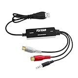 FLY KAN USB 2.0 Audio Capture Card for Windows 10/8.1/8/7 and Mac OS 10.14-Audio Grabber for Vinyl Cassette Tapes to mp3 Converter
