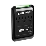 Tripp Lite 3 Outlet Portable Surge Protector Power Strip, Direct Plug in, 2 USB, & $5,000 Insurance (SK30USB) Black