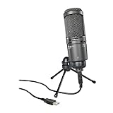 Audio-Technica AT2020USB+ Cardioid Condenser USB Microphone, With Built-In Headphone Jack & Volume Control, Perfect for Content Creators