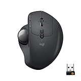 Logitech MX Ergo Wireless Trackball Mouse, Ergonomic Design, Move Content Between 2 Windows and Apple Mac Computers (Bluetooth or USB), Rechargeable