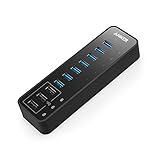 Anker USB Hub, USB 3.0 Hub, 10 Port 60W Data Hub, with 7 USB 3.0 Ports, 3 PowerIQ Charging Ports, Compatible with MacBook, iMac, Dell XPS, Surface Pro, iPhone, iPad Air, Galaxy Series, Mobile HDD