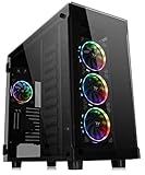 Thermaltake View 91 RGB PLUS Tempered Glass Vertical GPU Modular SPCC XL-ATX Gaming Super Tower Computer Case with 4 RGB Riing PLUS Fan Pre-installed CA-1I9-00F1WN-00