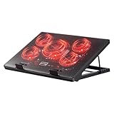 Kootek Laptop Cooling Pad, Laptop Cooler with 5 Quiet Fans for 12'-17' Computer PC Notebook Gaming Laptop Fan, Height Adjustable Laptop Cooling Stand Laptop Accessories, Red
