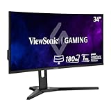 ViewSonic VX3418-2KPC 34 Inch 21:9 Curved 1440p 1ms 180Hz Gaming Monitor with FreeSync Premium, Eye Care, HDMI and Display Port