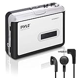 Pyle 2-in-1 Cassette-to-MP3 Converter Player Recorder - Portable Battery Powered Tape Audio Digitizer, USB Walkman Cassette Player with Manual/Auto Record, 3.5mm Audio Jack, Headphones, Power Cable