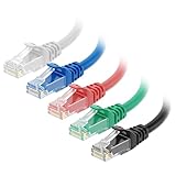 Cable Matters 10Gbps 5-Color Combo Snagless Cat 6 Ethernet Cable - 5ft, Cat 6 Cable, Cat6 Cord, Ethernet Cord, Multicolored (Black, Blue, White, Green, Red)