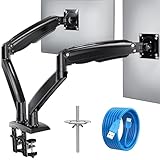 HUANUO 13-40 Inch Dual Monitor Arm for 2 Ultrawide Screens, Height Adjustable Full Motion Stand With 2 USB Port, VESA 75/100mm Mount, Holds up to 26.4lbs per Arm, Black