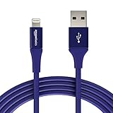 Amazon Basics USB A Cable with Lightning Connector, Premium Collection, MFi Certified Apple iPhone Charger, 10 Foot, Blue