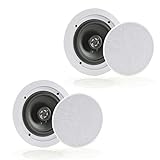 Pyle 6.5” Pair Bluetooth Flush Mount In-wall In-ceiling 2-Way Speaker System Quick Connections Changeable Round/Square Grill Polypropylene Cone & Polymer Tweeter Stereo Sound 150 Watt (PDICBT652RD)