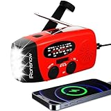 iRonsnow Solar Emergency Hand Crank Weather Radio, Portable Self Powered NOAA AM/FM Radios with SOS Alarm LED Flashlight 2000mAh Smart Phone USB Charger for Camping (Red)