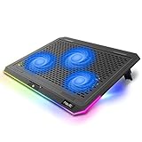 Havit RGB Laptop Cooling Pad Cooler for 15.6-17 Inch Laptop with 3 Quiet Fans and Touch Control, Pure Metal Panel Portable Cooling Stand