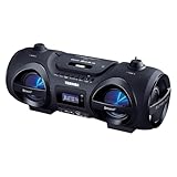 Toshiba Wireless Bluetooth Boombox Speaker: Portable CD Boom Box with FM Radio, Remote & LED Lights