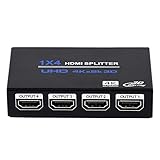 1x4 HDMI Splitter, 1 in 4 Out HDMI Splitter Audio Video Distributor Box Support 3D & 4K x 2K Compatible for HDTV, STB, DVD, PS3, Projector Etc, Duplicate/Mirror Screen Only (Not Extend)