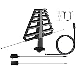 ANTAN Outdoor Antenna with Mounting Base For Attic or Roof & 33FT RG6 Coax Cable- 65-75 Miles Range -Support 8K 4K 1080P UHF VHF Freeview HDTV Channels