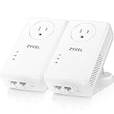 Zyxel AV2000 Powerline Ethernet Adapter Starter Kit | Pass-Thru Power | Plug & Play | MIMO | HomePlug AV2 | 2 x Gigabit Ethernet | Ideal for Smart TVs, On-Line Games, 4K Streaming | PLA5456KIT