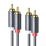 UGREEN RCA Cable, 6.6FT 2RCA Male to 2RCA Male Stereo Audio Cable Gold Plated Car Subwoofer Adapter Dual Shielded Red and White Cord for Home Theater Amplifier Hi-Fi System Car Audio Speaker