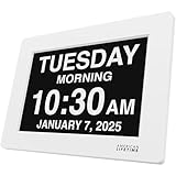 American Lifetime 【New 2024 Dementia Clock Large Digital Clock for Seniors, Digital Clock Large Display with Custom Alarms, Clock with Day & Date for Elderly, Large Number Digital Clock White
