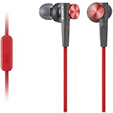 Sony MDRXB50AP Extra Bass Earbud Headphones/Headset with Mic for Phone Call, Red