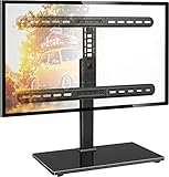 PERLESMITH Universal Swivel TV Stand-Table Top TV Stand Base for 37-65 inch LCD OLED Flat Screen 4K TVs Height Adjustable TV Stand Mount with Heavy Duty Tempered Glass Base VESA 600x400mm