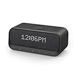 Anker Bluetooth Speaker, Soundcore Wakey Bluetooth Speaker Powered, Alarm Clock, Stereo Sound, FM Radio, White Noise, Qi Wireless Charger with 7.5W Charging for iPhone and 10W for Samsung - Black