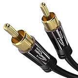 KabelDirekt – 20ft Long – RCA/Phono subwoofer Lead Cable, 1 to 1 RCA/Phono, Audio/Digital/Video (Coax, Male/Male Plugs, for amps/Hi-Fis, Audio Signals/Composite Video, 75 ohm, Black)