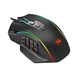 Redragon M901 Gaming Mouse RGB Backlit MMO 19 Macro Programmable Buttons with Weight Tuning Set, 12400 DPI for Windows PC Computer (Wired, Black)