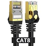 Dacrown Cat 8 Ethernet Cable 50 ft Shielded, Indoor&Outdoor, Heavy Duty High Speed Direct Burial 26AWG Network Wire, 40Gbps 2000Mhz SFTP Patch Cord, in Wall&Weatherproof RJ45 Cable for Router/Modem