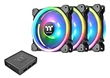 Thermaltake Riing Trio 12 RGB TT Premium Edition 120mm Software Enabled 30 Addressable LED 9 Blades Case/Radiator Fan - 3 Pack - CL-F072-PL12SW-A, Trio RGB Black