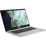 ASUS Chromebook C423 14.0' 180 Degree HD NanoEdge Display, Intel Dual Core Celeron Processor, 4GB LPDDR4 RAM, 32GB Storage, Silver Color, C423NA-DH02