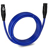 LyxPro 15 Feet XLR Microphone Cable Balanced Male to Female 3 Pin Mic Cord for Powered Speakers Audio Interface Professional Pro Audio Performance and Recording Devices - Blue
