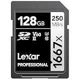 Lexar 128GB Professional 1667x SDXC Memory Card, UHS-II, C10, U3, V60, Full-HD & 4K Video, Up To 250MB/s Read, for Professional Photographer, Videographer, Enthusiast (LSD128CBNA1667)