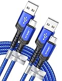 JSAUX Micro USB Cable Android Charger, (2-Pack 6.6FT) Kindle Charger Cord Replacement, Nylon Braided USB Micro Charging Cable Compatible with Galaxy S7 S6 J7 Edge Note 5, Kindle, MP3-Blue