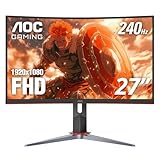AOC C27G2Z 27' Curved Frameless Ultra-Fast Gaming Monitor, FHD 1080p, 0.5ms 240Hz, FreeSync, 2x HDMI 2.0, 1x Display Port, Height Adjustable, Xbox PS5 Switch Ready, 3-Year Zero-Bright-Dot