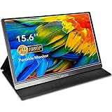 Lepow Portable Monitor Latest 15.6 Inch FHD 1080P Ultra Slim Computer Display, IPS Eye Care Travel Screen with Dual Speakers, Smart Cover, Support Type-C HDMI for Laptop Phone PC Switch Xbox