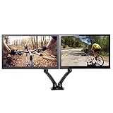 Loctek Dual Monitor Arm - Adjustable Gas Spring Desk Mount for 10 to 27 inch VESA Compatible Screens, Full Motion Monitor Stand with C clamp and Grommet Base D5D