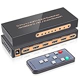 ROOFULL 5 Port 4K HDMI Switch 4K@60Hz 5 in 1 Out HDMI Switcher Selector with Remote, Auto-Switching Dolby Vision/Atmos HDR10 HDCP2.2 3D CEC for PS5/4 Xbox Switch Roku Fire TV