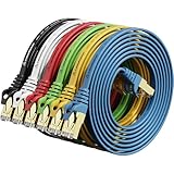 Cat 7 Shielded Ethernet Cable 5 ft 6 Pack (Highest Speed Cable) Cat7 Flat Ethernet Patch Cables - Internet Cable for Modem, Router, LAN, Computer - Compatible with Cat 5e，Cat 6 Network