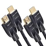 Amazon Basics HDMI Cable, 2-Pack, 10ft, 4K@60Hz, High-Speed 4K HDMI 2.0 Cord (18Gbps), 2160p, 48 bit, Compatible with TV/PS5/Xbox/Roku, Black
