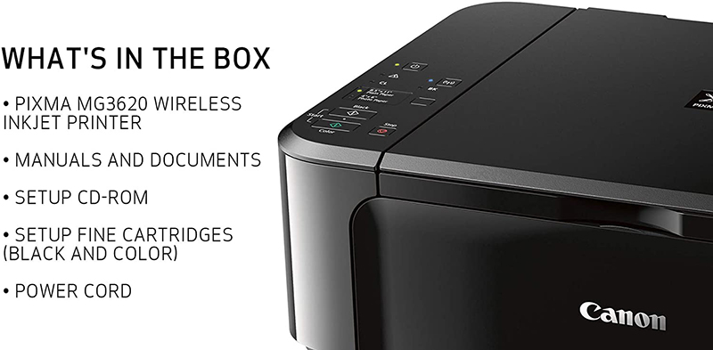 canon pixma mg3620 whats in the box