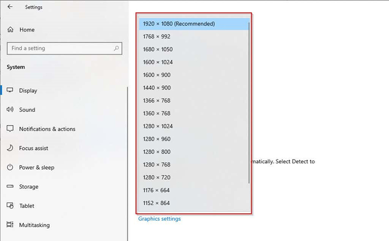 display resolution settings