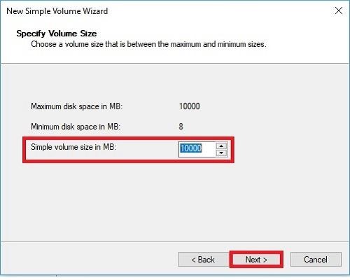 new simple volume size