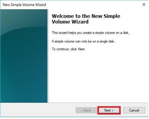 new simple volume wizard