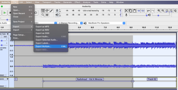 audacity export