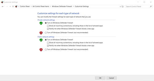 firewall settings