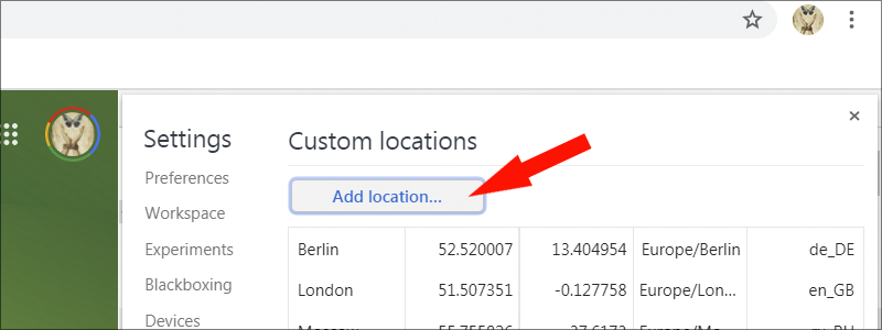 how to change location on google chrome 10
