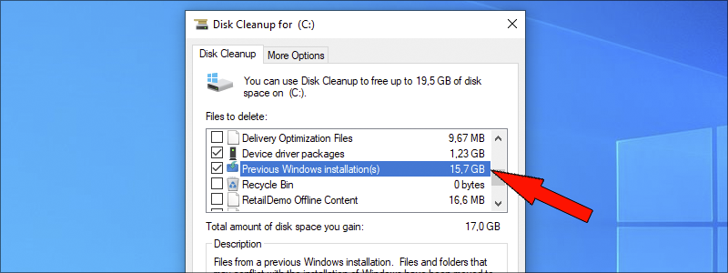 how to delete backup files in windows 10 13