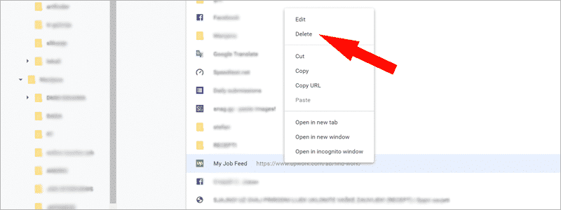how to delete bookmarks on chrome 4